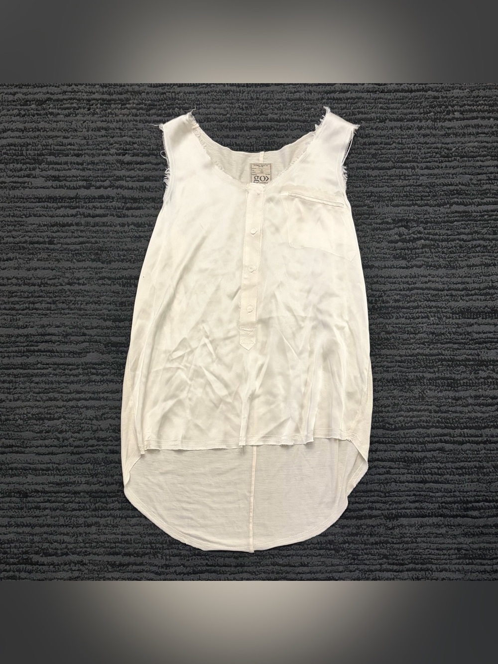 GO by GoSilk satin sleeveless high low tank top